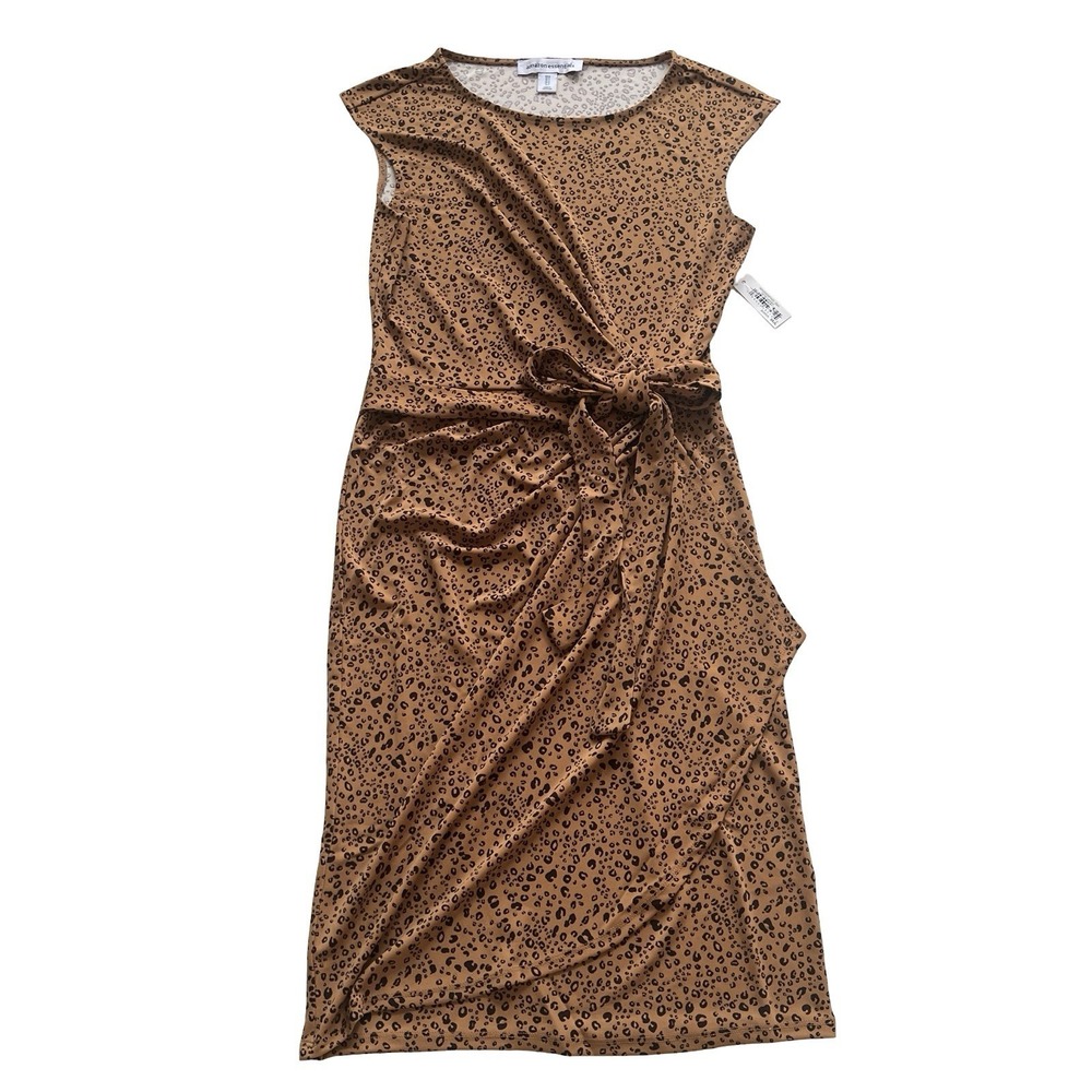 NWT Amazon Essentials Women's Size S Cheetah Print Sheath Dress Wrap Sleeveless